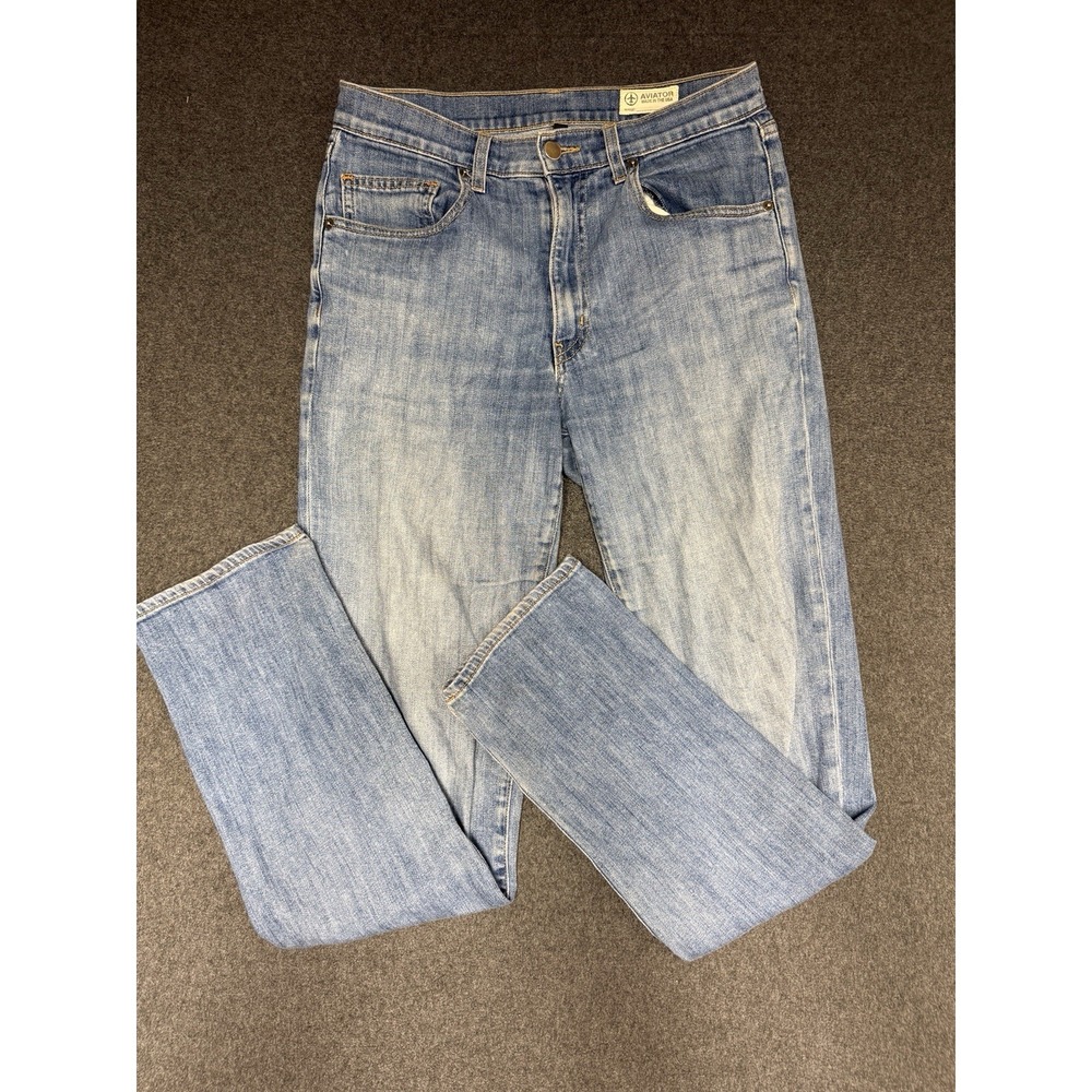 Aviator Jeans Womens 26 X 33 Blue‎ Relaxed Boyfriend High Rise Stretch USA